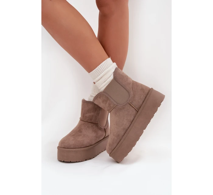 Damskie Śniegowce Z Elastyczną Wstawką Khaki Kiora