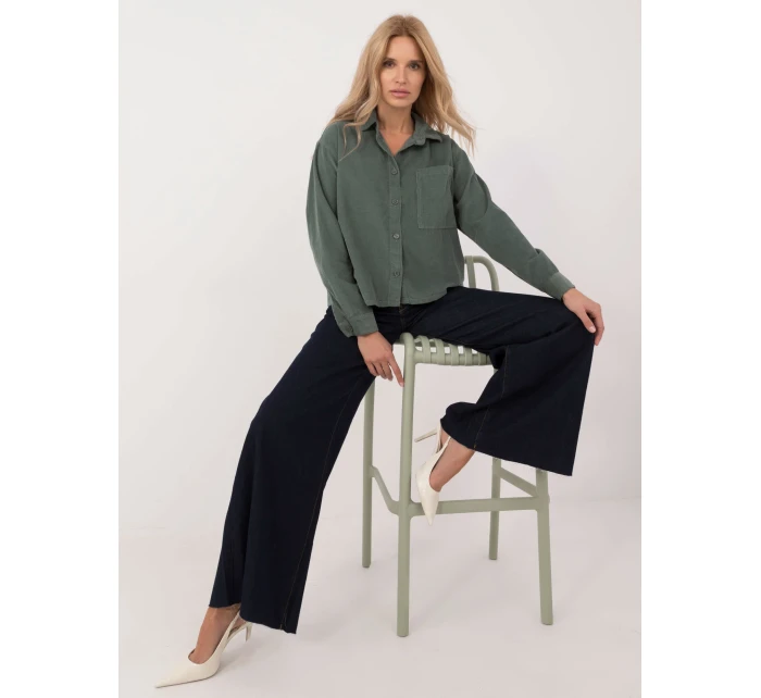 Košeľa D70046M11184A1 tmavozelená