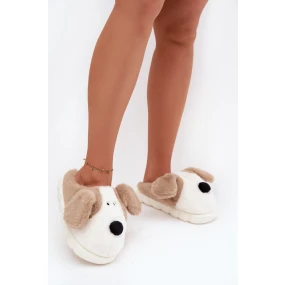 Dámske huňaté papuče s motívom psíka - béžové Faylen Dámske huňaté papuče s motívom psíka - béžové Faylen