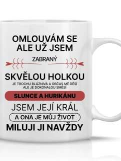 ZABRANÝ SVĚLOU HOLKOU - klasický bílý keramický hrníček 300 ml