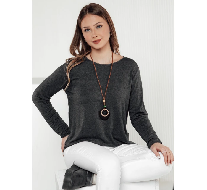 Dámská halenka s přívěskem grafitová Dstreet model 21982003 - FashionStreet
