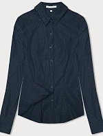 Dámska strieborná pruhovaná košeľa tmavomodrá (AWT0111)
