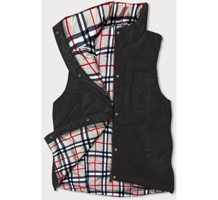 Obojstranná čierna dámska vesta (2383-1)