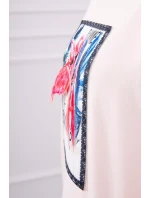 Blúzka s 3D grafikou plameniaka púdrovo ružová