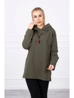 Tunika na zips s kapucňou Oversize khaki farba