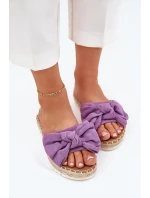 Klapki Damskie Na Platformie Z Plecionką I Kokardką Fioletowe Alpireda Klapki Damskie Na Platformie Z Plecionką I Kokardką Fioletowe Alpireda