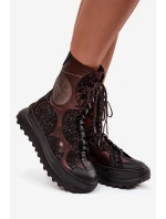 Kožené kotníkové boty na platformě s podšívkou model 21714263 - Maciejka