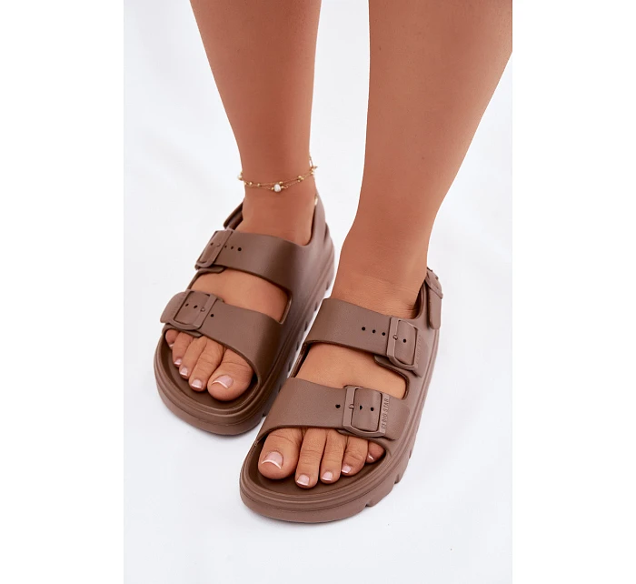 Dámské pěnové sandály na platformě Big Star TT274A035 hnědé