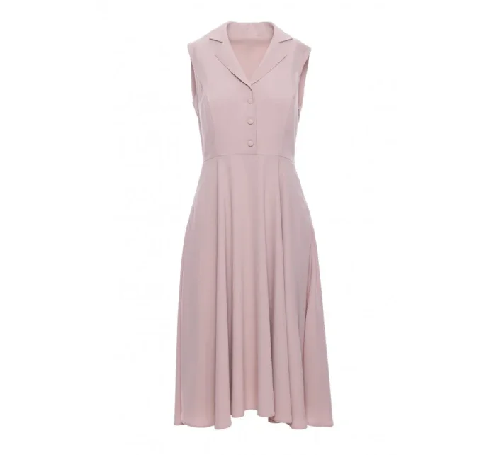 S409 Priliehavé košeľové šaty - béžové