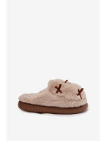 Dámske domáce papuče s kožušinou a mašľami - béžové Saviera Dámske domáce papuče s kožušinou a mašľami - béžové Saviera