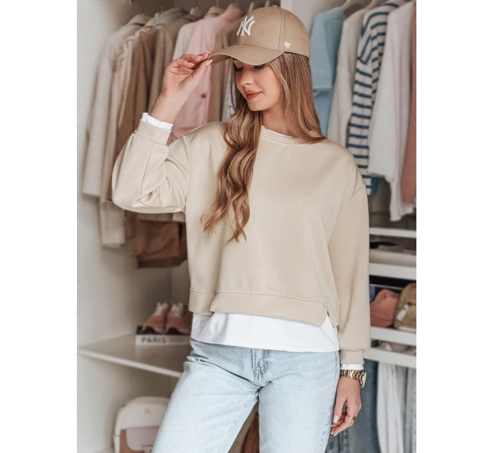 LUZZIO dámska oversize mikina svetlo béžová FashionStreet BY1384