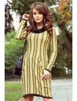 Dámske šaty s rolákom, vreckami a vrkôčiky v medovej farbe 277-1