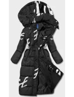 Dámska dlhá zimná bunda s čiernym a bielym nápisom (AG3-3028)