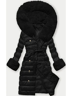 Černý dámský péřový kabát se zapínáním na knoflíky model 21248466 - J.STYLE