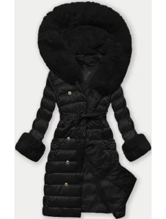Černý dámský péřový kabát se zapínáním na knoflíky model 21248466 - J.STYLE