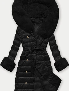 Černý dámský péřový kabát se zapínáním na knoflíky model 21248466 - J.STYLE