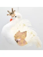 DEKORATÍVNA LABUŤ ZÁVESNÁ OZDOBA 17CM PERLEŤOVÉ KRÍDLA