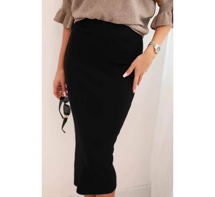 Dámska viskózna ceruzková sukňa s elastickým pásom čierna