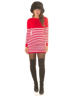 Dámsky sveter 0000KO-1550 červeno-biely - Koucla