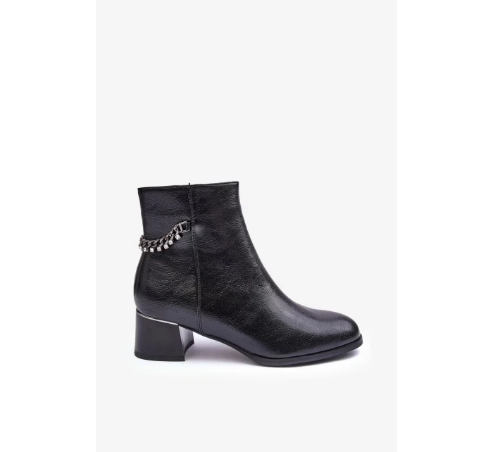 Dámske členkové topánky s nízkym podpätkom JC101P Black - Seastar