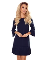Tmavě modré pohodlné dámské plisované šaty model 16279783 - numoco Tmavě modré pohodlné dámské plisované šaty model 16279783 - numoco
