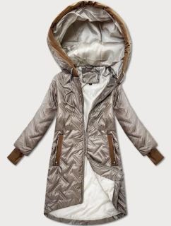 Dámska béžová prešívaná bunda s ozdobnými vložkami (T2-2291#-62)