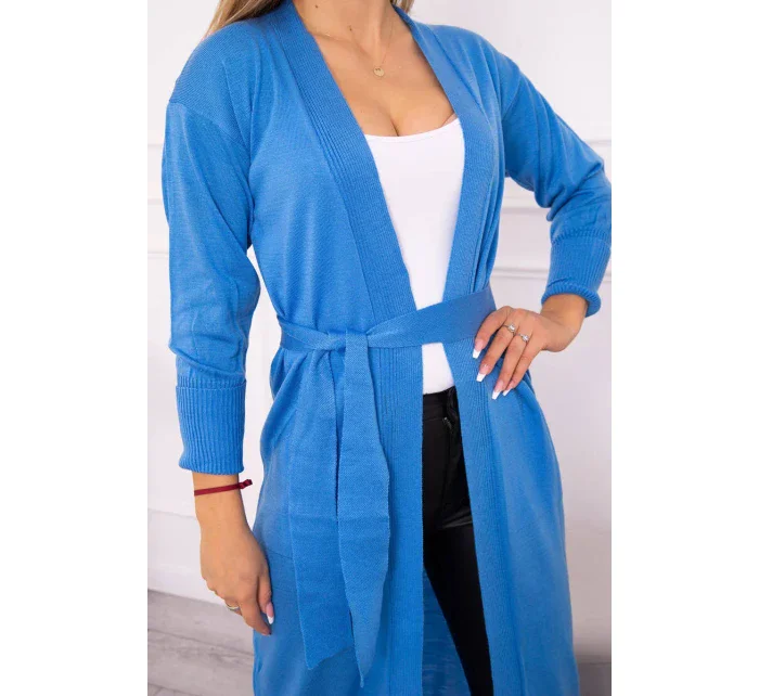 Sweter długi kardigan wiązany w talii jeansowy Sweter długi kardigan wiązany w talii jeansowy