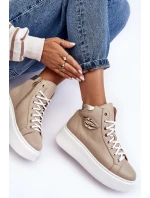 Trampki Damskie Wysokie Na Suwak Lemar Beżowe Katerin Trampki Damskie Wysokie Na Suwak Lemar Beżowe Katerin