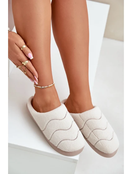 Kožené Teplé Pantofle Dámské Béžové model 21677604 - Boto Kožené Teplé Pantofle Dámské Béžové model 21677604 - Boto