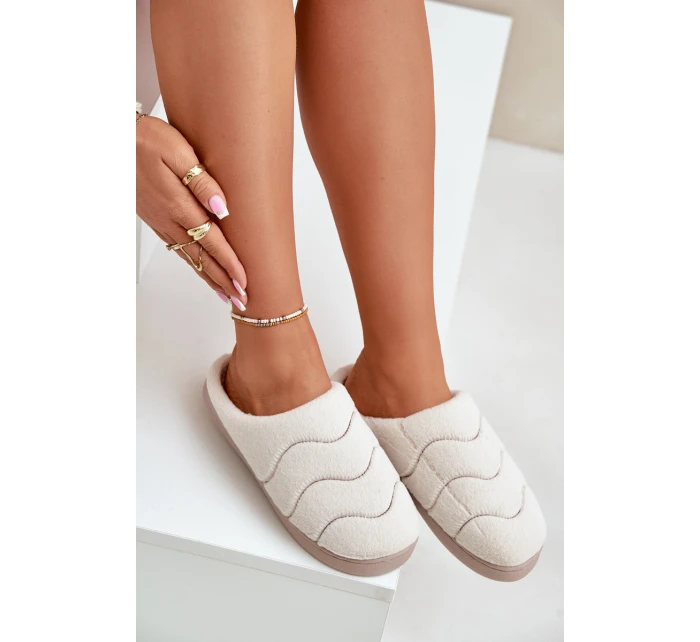 Kožené Teplé Pantofle Dámské Béžové model 21677604 - Boto Kožené Teplé Pantofle Dámské Béžové model 21677604 - Boto