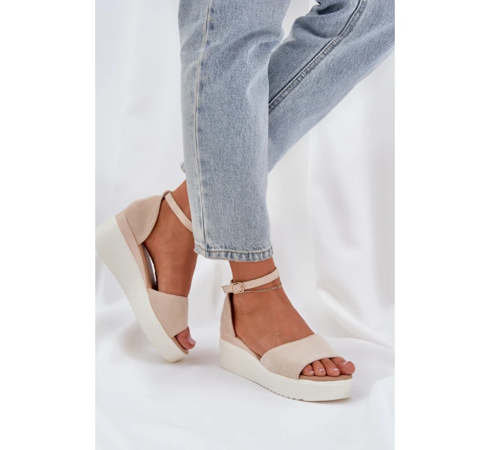Lekkie Sandały Na Platformie I Delikatnym Koturnie Jasnobeżowe Gillifia Lekkie Sandały Na Platformie I Delikatnym Koturnie Jasnobeżowe Gillifia