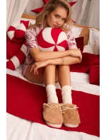 Kožešinové pantofle s mašlí Camel model 21772514 - Boto Kožešinové pantofle s mašlí Camel model 21772514 - Boto