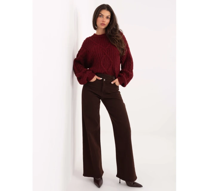 Spodnie jeans SP  ciemny brązowy model 21776455 - FPrice