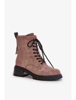 Zdobené členkové topánky Workery Dámske zateplené topánky D&A Taupe Zdobené členkové topánky Workery Dámske zateplené topánky D&A Taupe