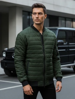 Pánska prešívaná bunda bomber zelená TX2211A