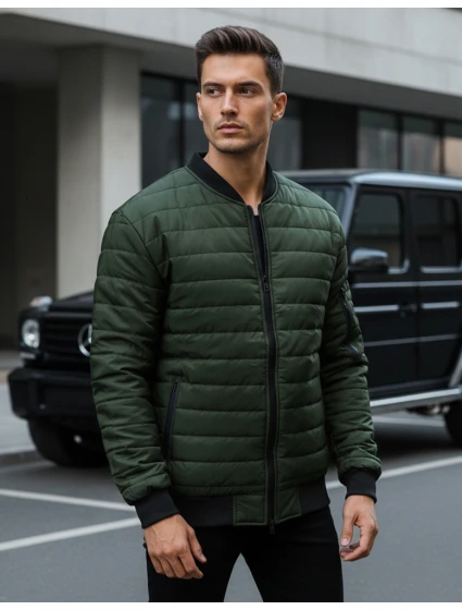 Pánska prešívaná bunda bomber zelená TX2211A