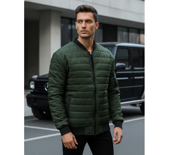 Pánska prešívaná bunda bomber zelená TX2211A