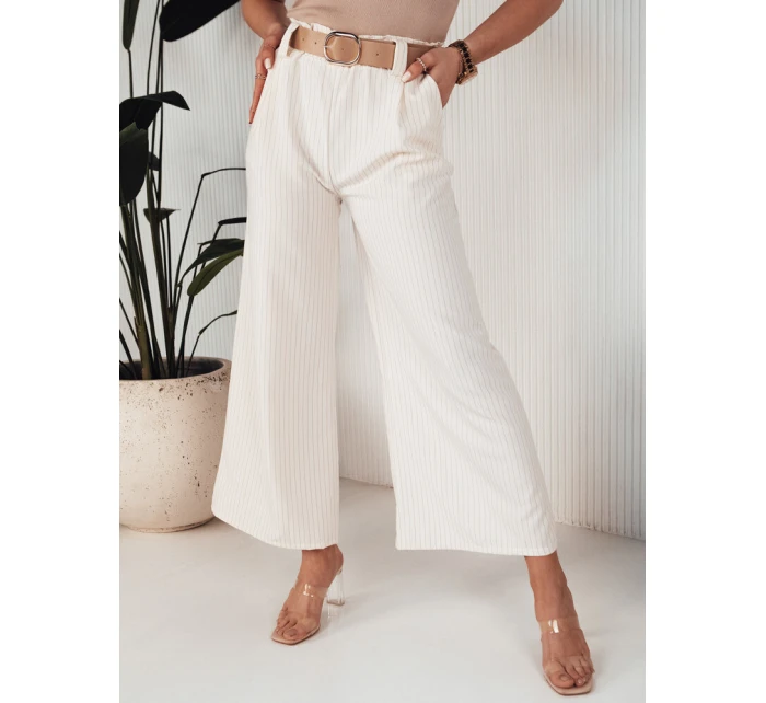 Dámské kalhoty s širokými nohavicemi ecru Dstreet model 21972991 - FashionStreet