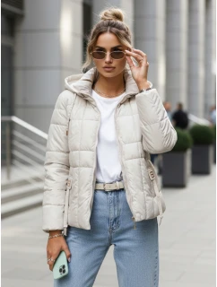 Dámska prešívaná bunda s kapucňou svetlo šedá FashionStreet TY5584