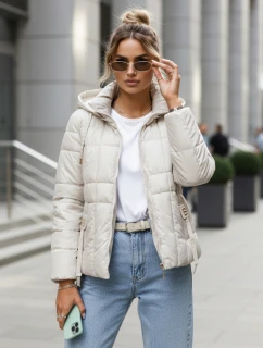 Dámska prešívaná bunda s kapucňou svetlo šedá FashionStreet TY5584