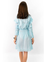 Svetlo modré bavlnené dámske šaty s výšivkou (303ART)