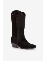 Semišové Kozačky S Svrškem Černé Zazoo model 21682120 - Boto