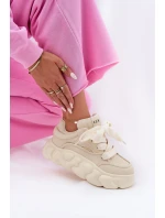 Dámské Kožené Tenisky Na Masivní Platformě model 21692685 Béžové - Goe