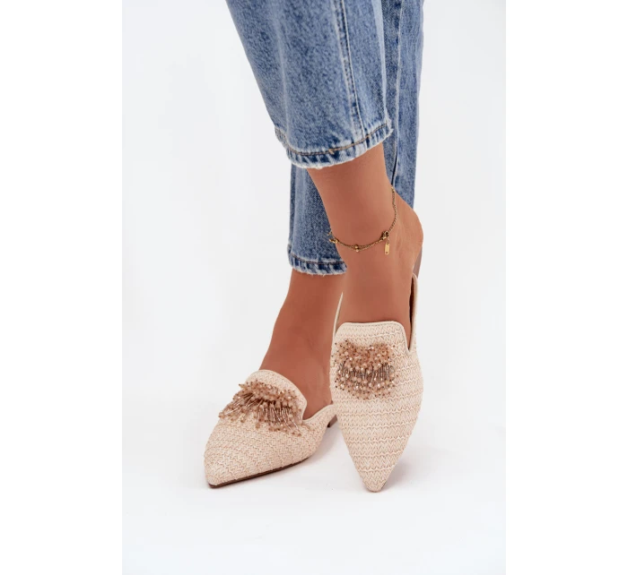 Dámské pantofle s ozdobou Béžové Katrine