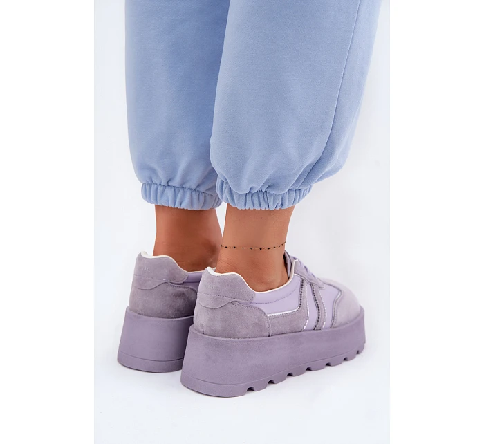 Semišové tenisky na platformě GOE TT2N4054 fialové