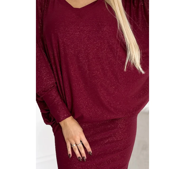 402-4 Netopierie šaty - bordové s brokátom