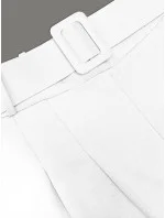 Elegantné biele dámske nohavice s opaskom (18727)