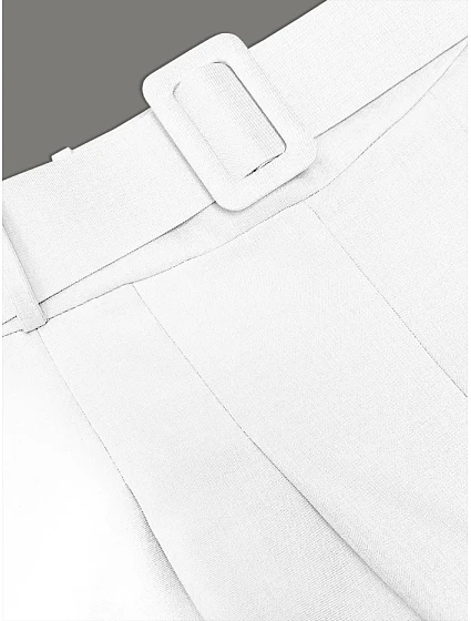 Elegantní bílé dámské kalhoty s opaskem model 20152230 - MADE IN ITALY