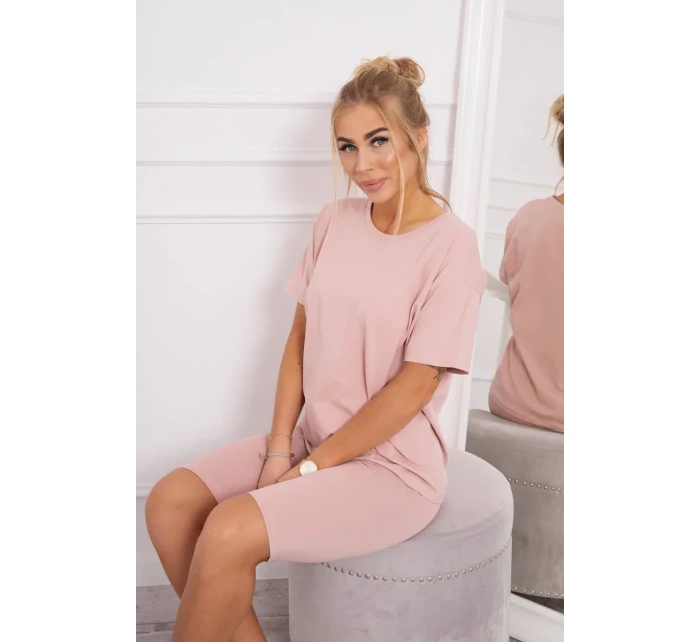 Komplet top+legginsy ciemny pudrowy róż