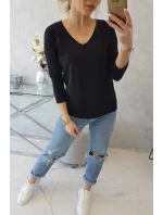 Blúzka s výstrihom do V čierna
